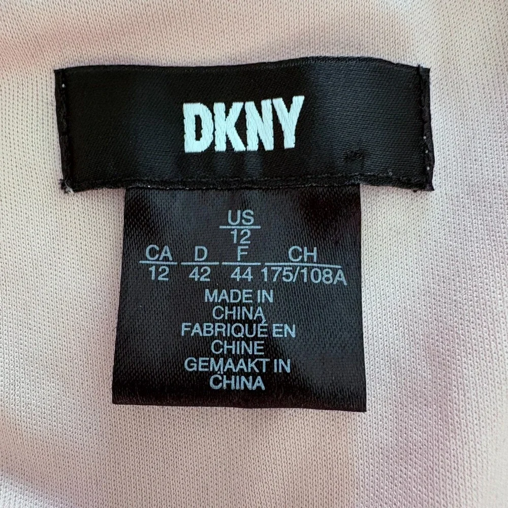 DKNY Womens Pink Tie Neck Long Sleeve Classic Look Pleated Swing Dress Size 12 - Picture 3 of 14